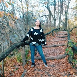 Distressed Oversized Star Sweater